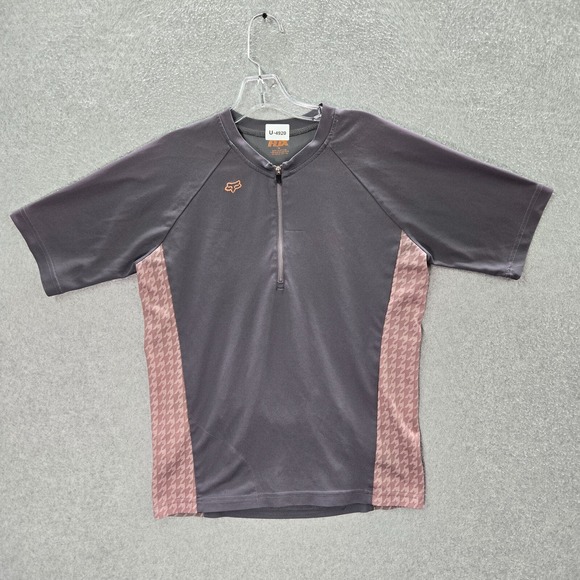 Fox Racing Men Activewear Shirt Medium Gray Houndstooth 1/4 Zip Short Sleeve - Picture 1 of 10